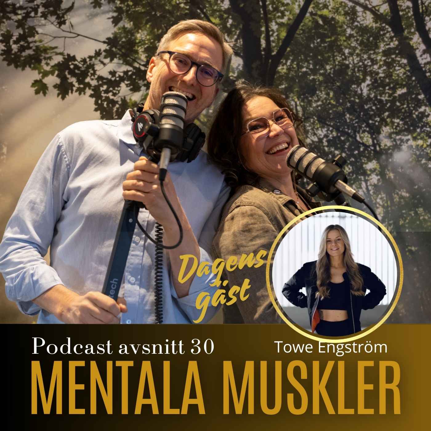 Towe Engström i studion med Jonas och Mona i Mentala Muskler-podden, ett avsnitt om hållbart ledarskap, självledarskap och sårbarhet.